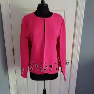 Hot pink cape style jacket grommet accents NWT